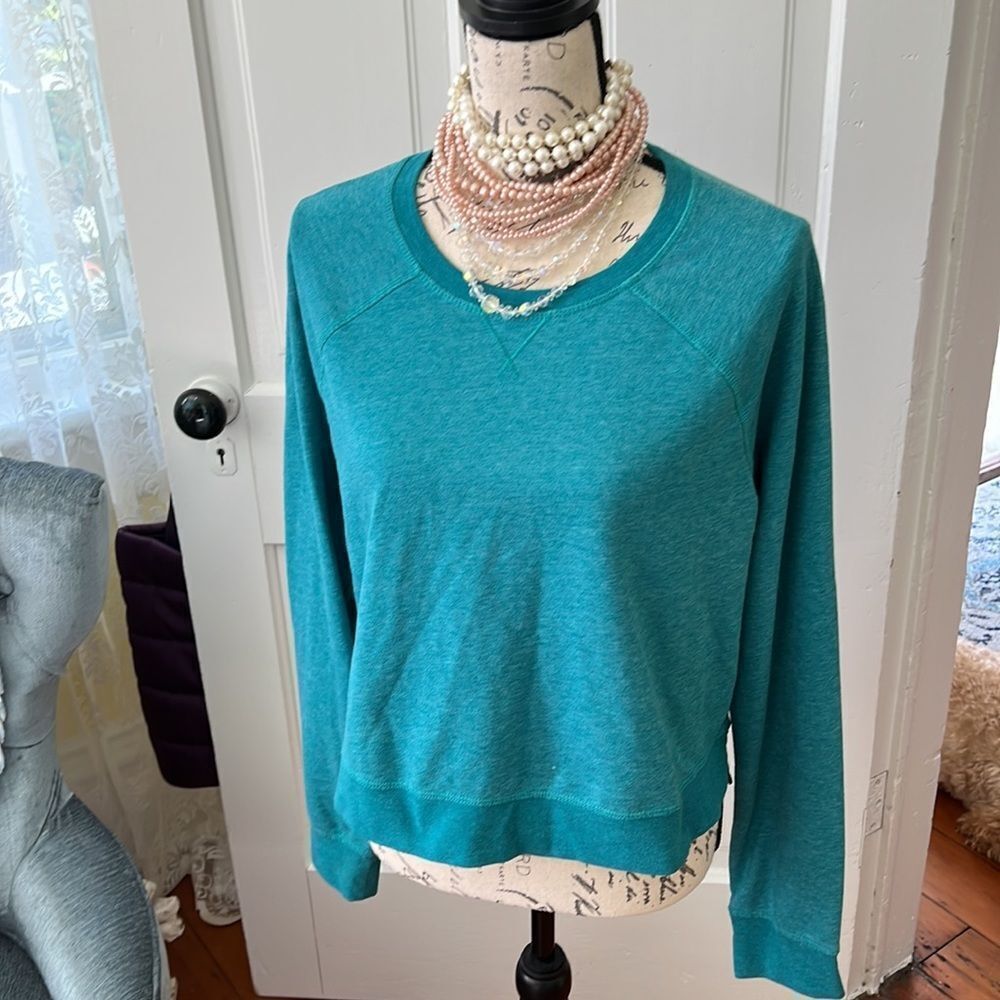 Sweaty Betty Semi- crop Crewneck Sweatshirt  Jade Green Teal sxXL